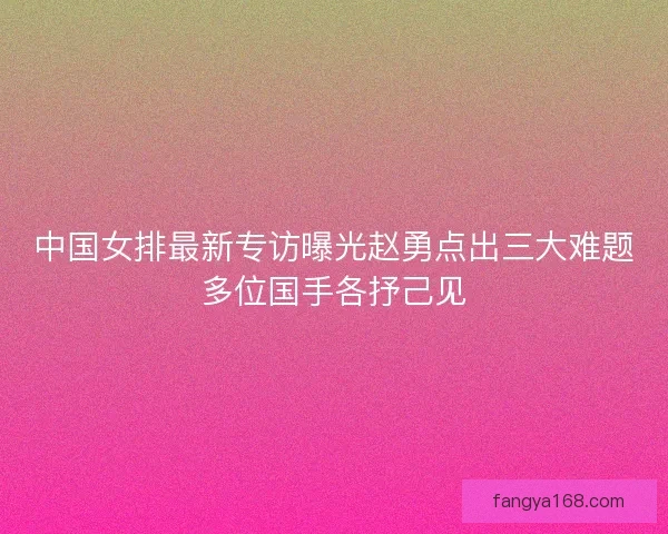 中国女排最新专访曝光赵勇点出三大难题多位国手各抒己见 中国女排最新专访曝光赵勇点出三大难题多位国手各抒己见