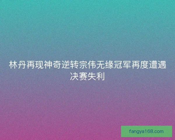 林丹再现神奇逆转宗伟无缘冠军再度遭遇决赛失利
